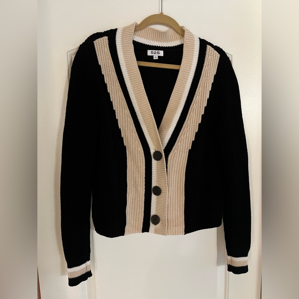 525 'Varsity' Black Cardigan Size S